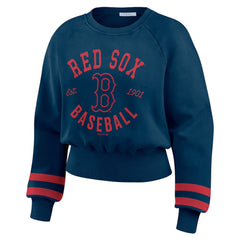 Boston Red Sox WEAR by Erin Andrews Women's Vintage Washed Cropped Pullover Sweatshirt - MLB Pullover