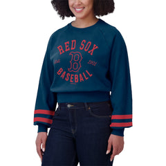 Boston Red Sox WEAR by Erin Andrews Women's Vintage Washed Cropped Pullover Sweatshirt - MLB Pullover