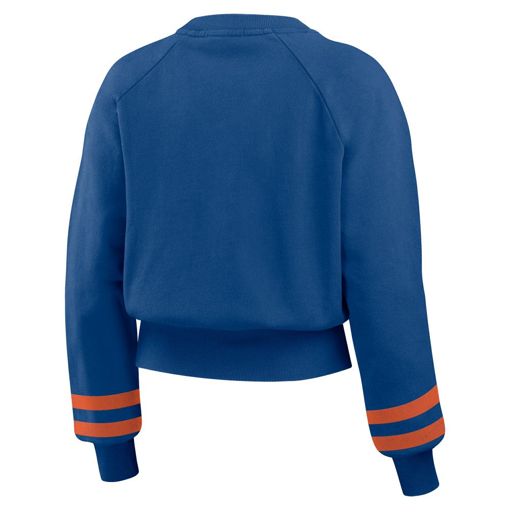 New York Mets WEAR by Erin Andrews Women's Vintage Washed Cropped Pullover Sweatshirt - MLB Pullover
