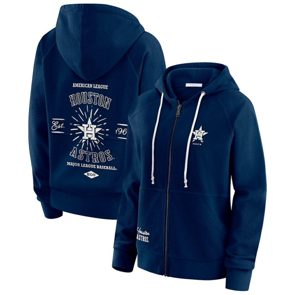 Houston Astros WEAR by Erin Andrews Women's Vintage Full-Zip Raglan Hoodie - MLB Hoodies