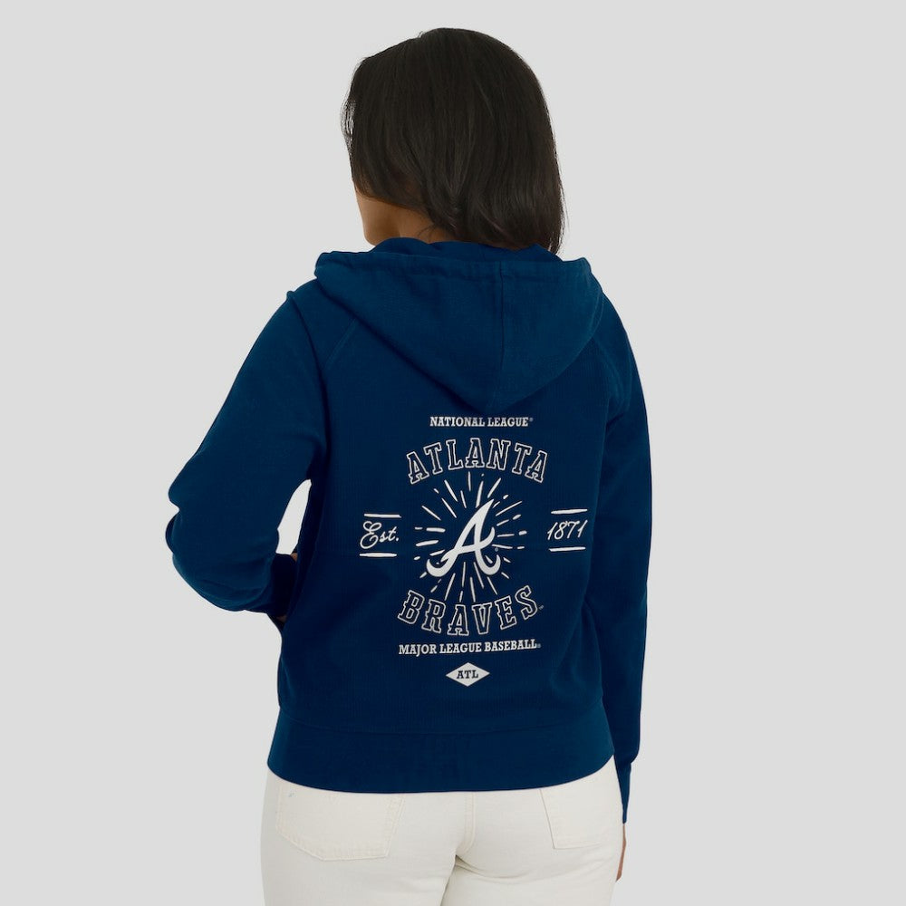Atlanta Braves WEAR by Erin Andrews Women's Vintage Full-Zip Raglan Hoodie - MLB Hoodies