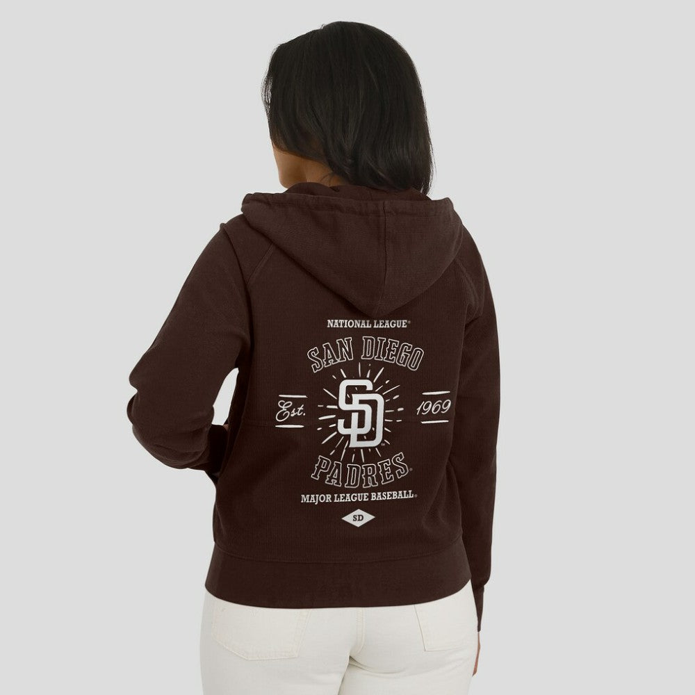 San Diego Padres WEAR by Erin Andrews Women's Vintage Full-Zip Raglan Hoodie - MLB Hoodies