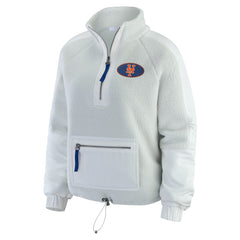 New York Mets WEAR by Erin Andrews Women's Polar Fleece Quarter-Zip Jacket - MLB Jackets