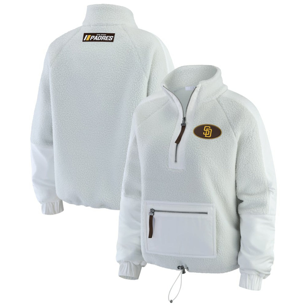 San Diego Padres WEAR by Erin Andrews Women's Polar Fleece Quarter-Zip Jacket - MLB Jackets