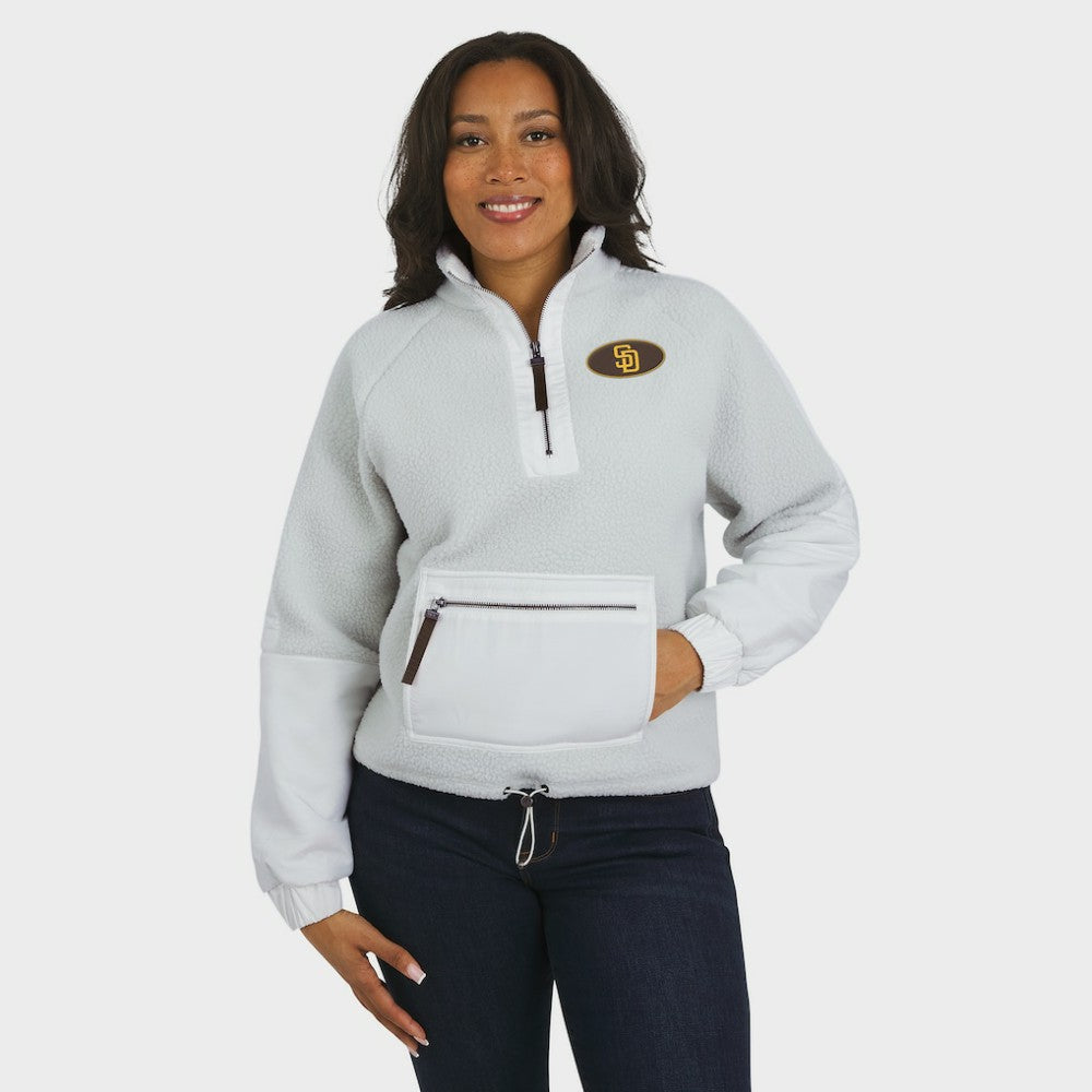 San Diego Padres WEAR by Erin Andrews Women's Polar Fleece Quarter-Zip Jacket - MLB Jackets