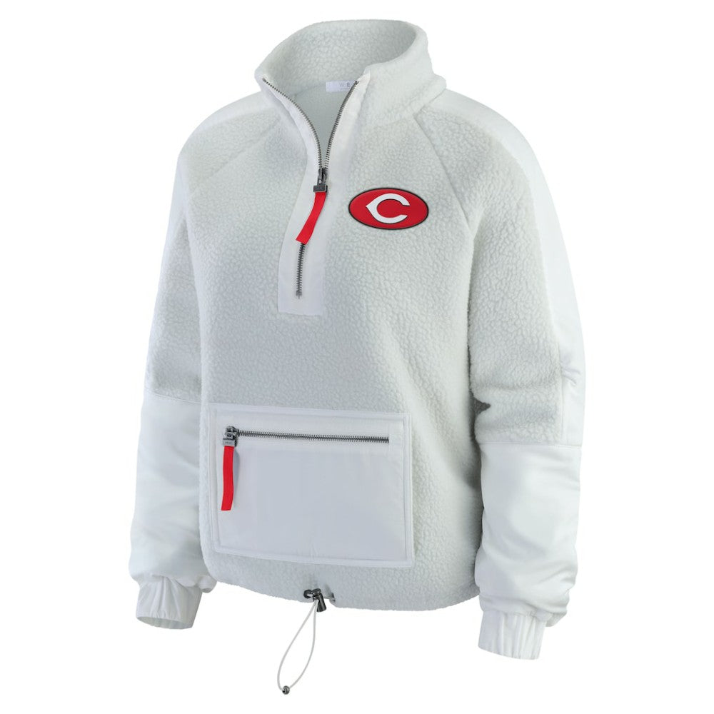 Cincinnati Reds WEAR by Erin Andrews Women's Polar Fleece Quarter-Zip Jacket - MLB Jackets