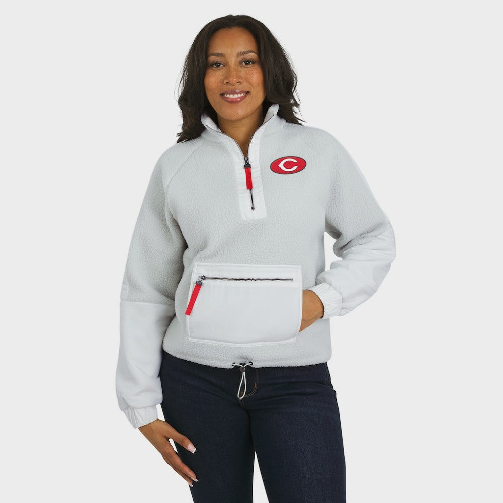 Cincinnati Reds WEAR by Erin Andrews Women's Polar Fleece Quarter-Zip Jacket - MLB Jackets