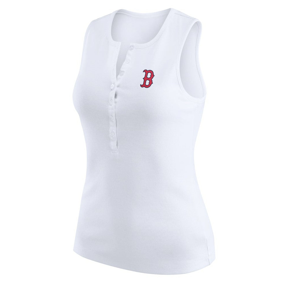 Boston Red Sox WEAR by Erin Andrews Women's Rib-Knit Henley Tank Top - MLB Tanks