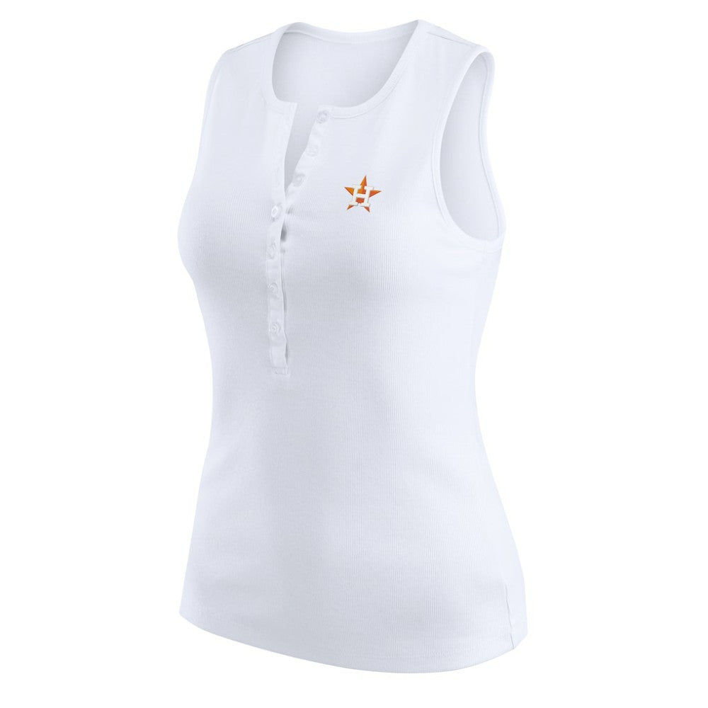 Houston Astros WEAR by Erin Andrews Women's Rib-Knit Henley Tank Top - MLB Tanks