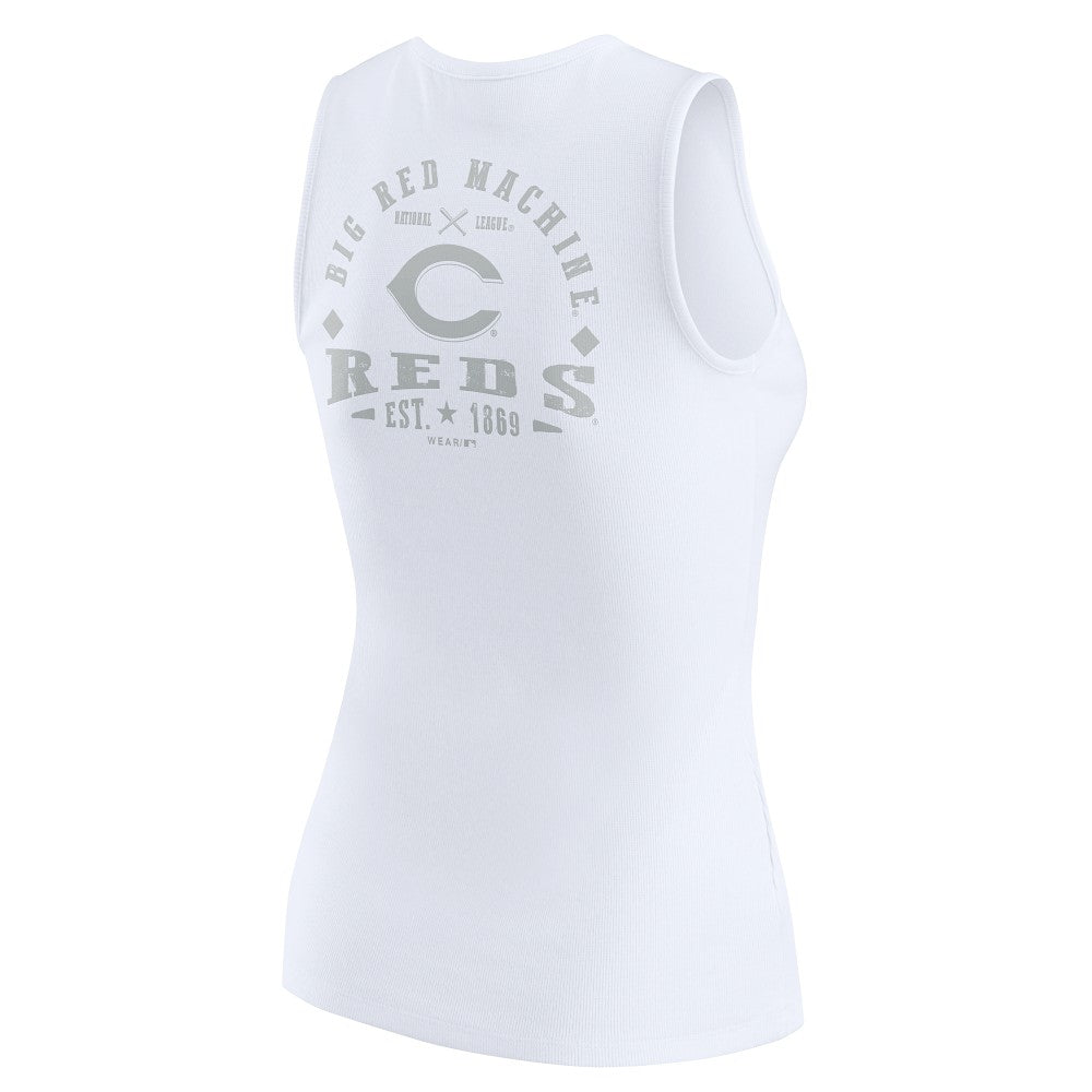 Cincinnati Reds WEAR by Erin Andrews Women's Rib-Knit Henley Tank Top - MLB Tanks