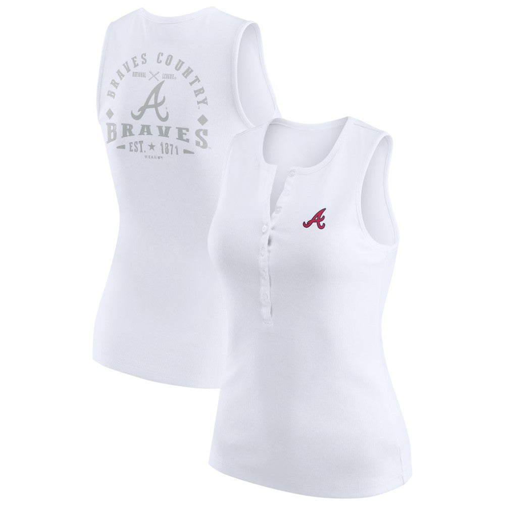 Atlanta Braves WEAR by Erin Andrews Women's Rib-Knit Henley Tank Top - MLB Tanks