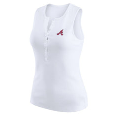 Atlanta Braves WEAR by Erin Andrews Women's Rib-Knit Henley Tank Top - MLB Tanks