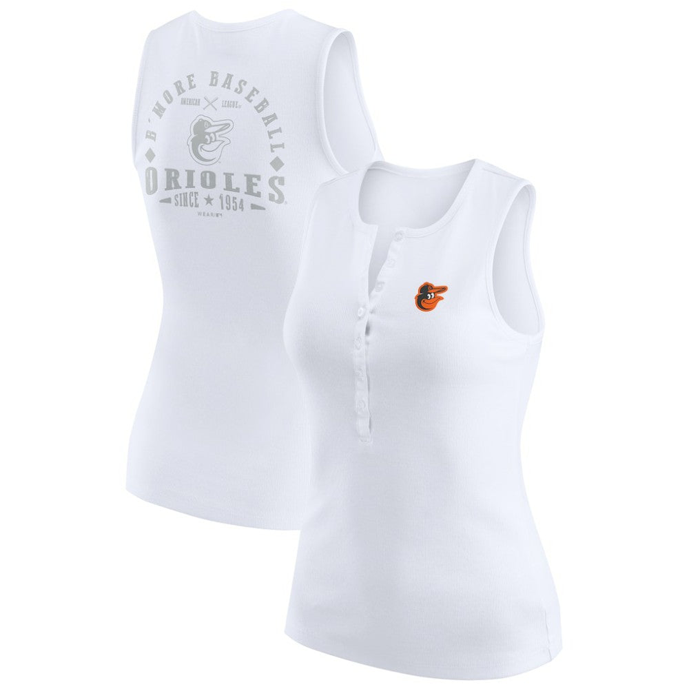 Baltimore Orioles WEAR by Erin Andrews Women's Rib-Knit Henley Tank Top - MLB Tanks