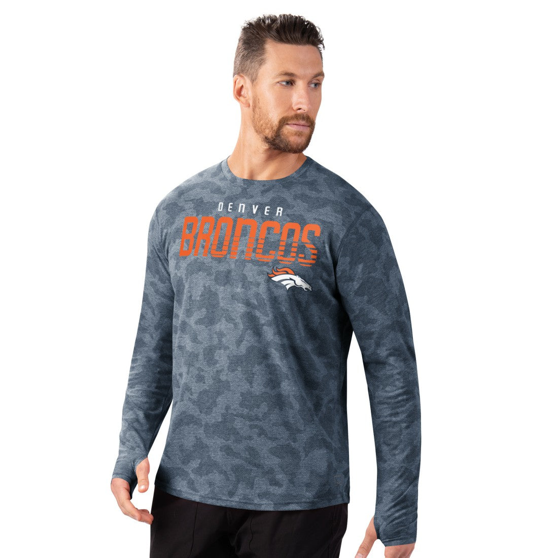 Denver Broncos MSX by Michael Strahan Performance Camo Long Sleeve T-Shirt | NFL Outlet