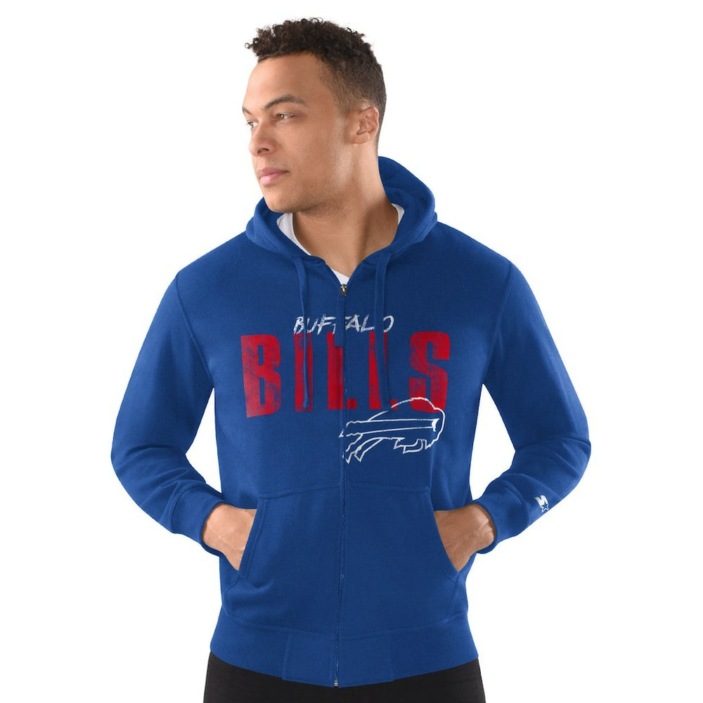 Buffalo Bills Starter Distressed Classic Full-Zip Hoodie | NFL Outlet
