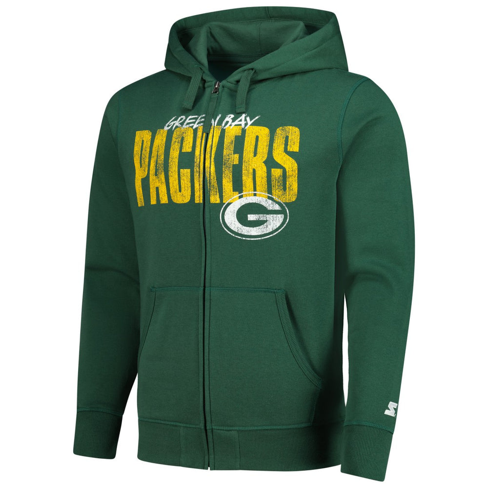 Green Bay Packers Starter Distressed Classic Full-Zip Hoodie | NFL Online