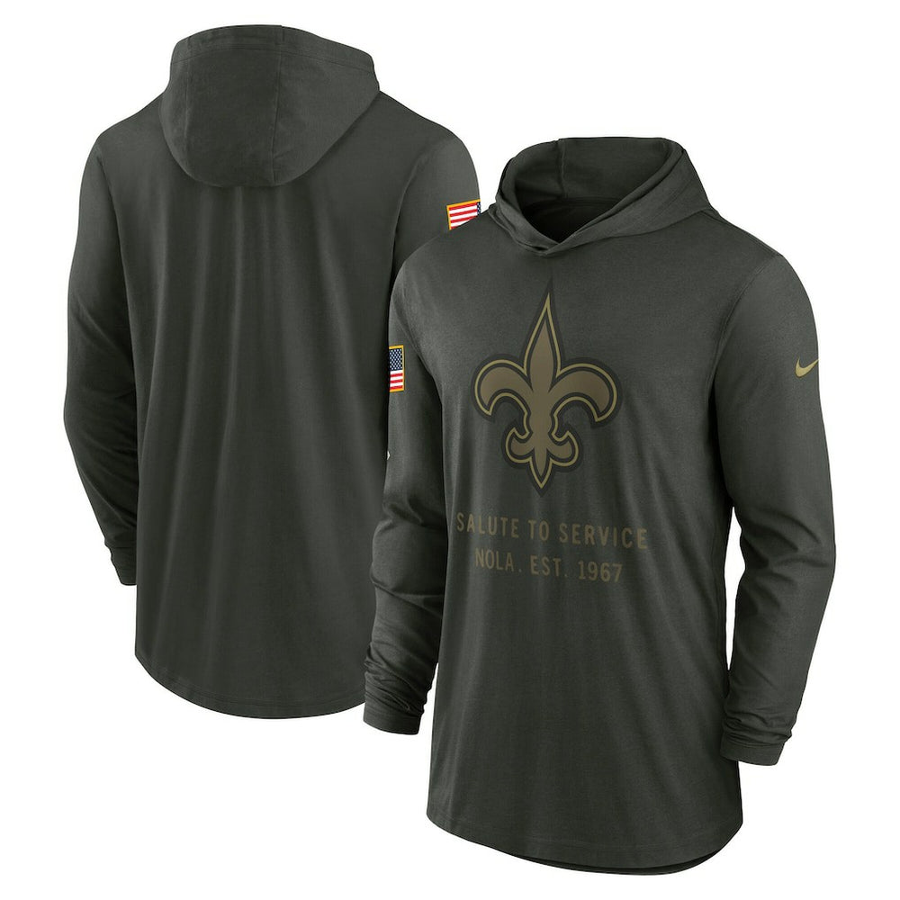 New Orleans Saints 2025 Salute to Service Sideline Dri-FIT Lightweight Hooded Pullover | NFL On sale