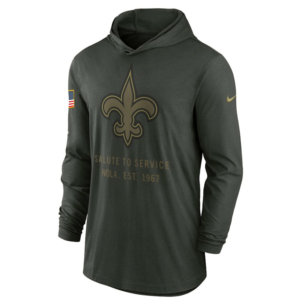 New Orleans Saints 2025 Salute to Service Sideline Dri-FIT Lightweight Hooded Pullover | NFL On sale