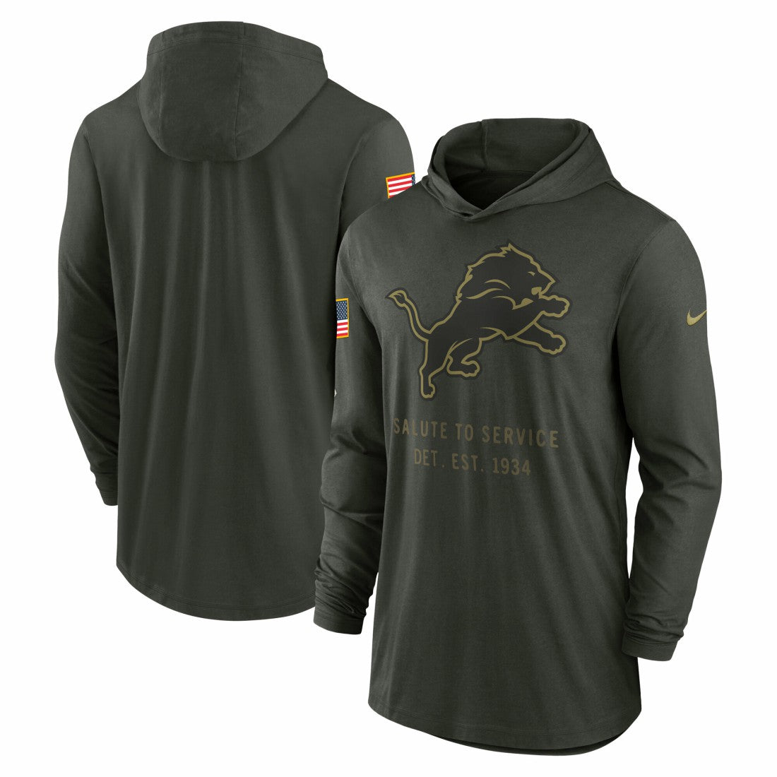 Detroit Lions 2025 Salute to Service Sideline Dri-FIT Lightweight Hooded Pullover | NFL Sale