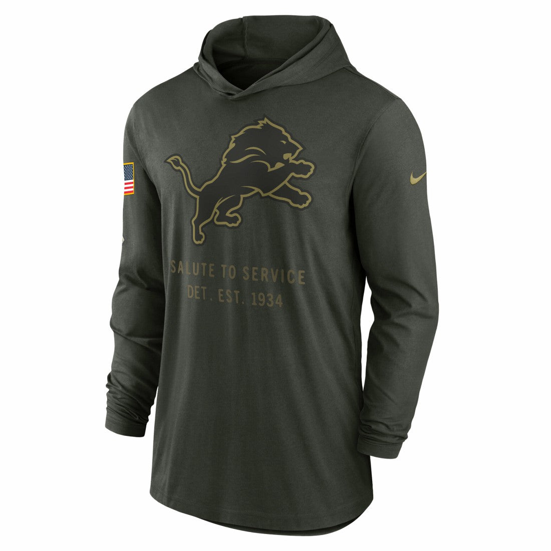 Detroit Lions 2025 Salute to Service Sideline Dri-FIT Lightweight Hooded Pullover | NFL Sale