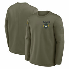 Green Bay Packers 2025 Salute to Service Sideline Coaches Therma-FIT Long Sleeve Shirt | NFL Discount