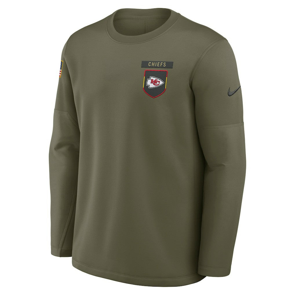 Kansas City Chiefs 2025 Salute to Service Sideline Coaches Therma-FIT Long Sleeve Shirt | NFL Hot