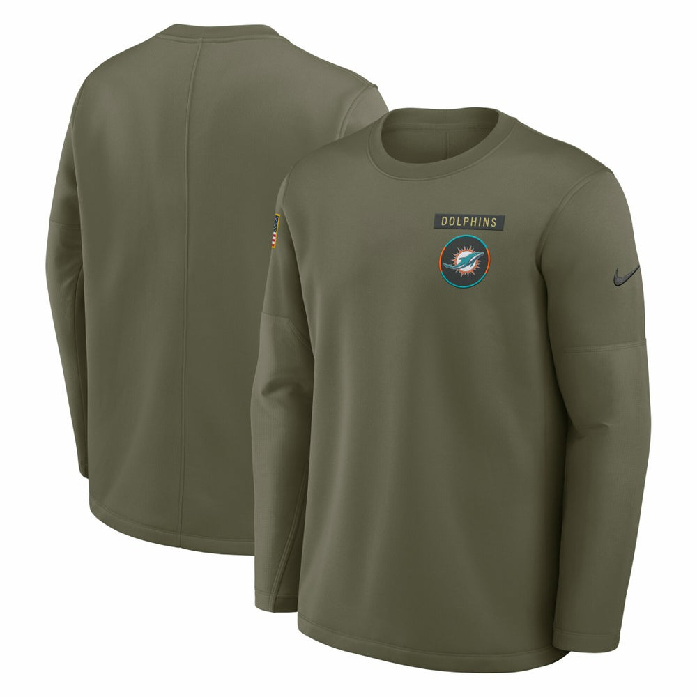 Miami Dolphins 2025 Salute to Service Sideline Coaches Therma-FIT Long Sleeve Shirt | NFL On sale