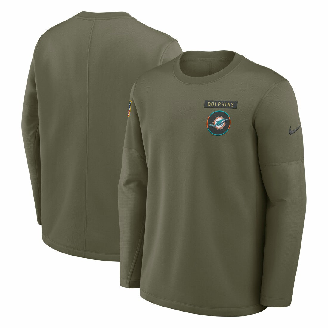 Miami Dolphins 2025 Salute to Service Sideline Coaches Therma-FIT Long Sleeve Shirt | NFL On sale