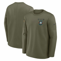 Miami Dolphins 2025 Salute to Service Sideline Coaches Therma-FIT Long Sleeve Shirt | NFL On sale
