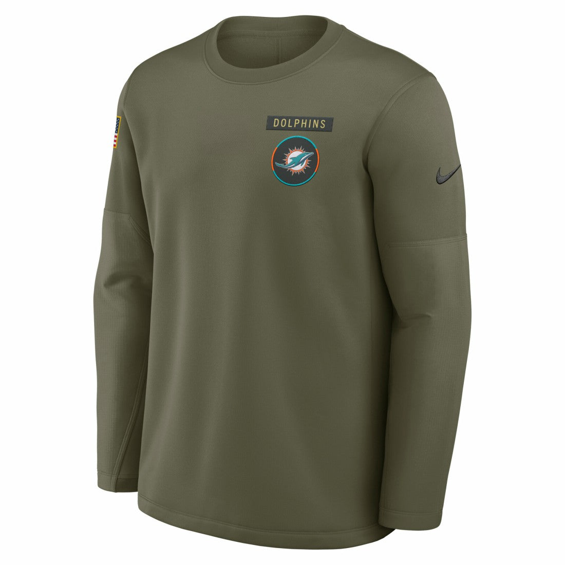Miami Dolphins 2025 Salute to Service Sideline Coaches Therma-FIT Long Sleeve Shirt | NFL On sale