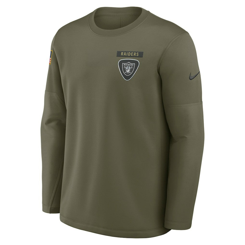 Las Vegas Raiders 2025 Salute to Service Sideline Coaches Therma-FIT Long Sleeve Shirt | NFL Outlet