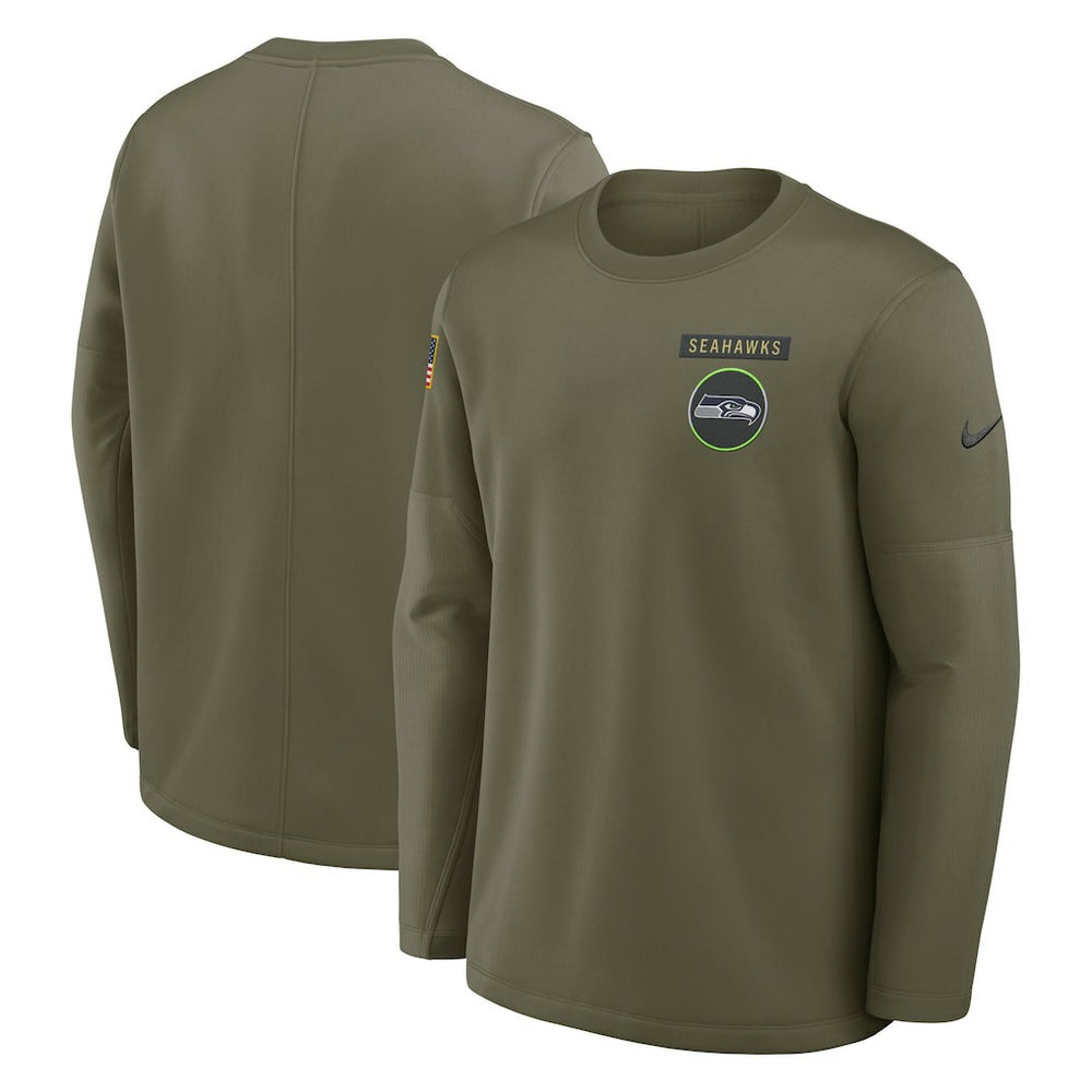 Seattle Seahawks 2025 Salute to Service Sideline Coaches Therma-FIT Long Sleeve Shirt | NFL Online
