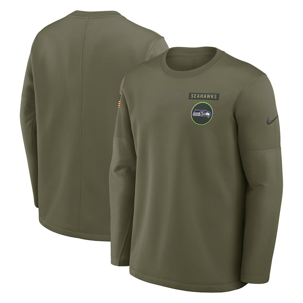 Seattle Seahawks 2025 Salute to Service Sideline Coaches Therma-FIT Long Sleeve Shirt | NFL Online
