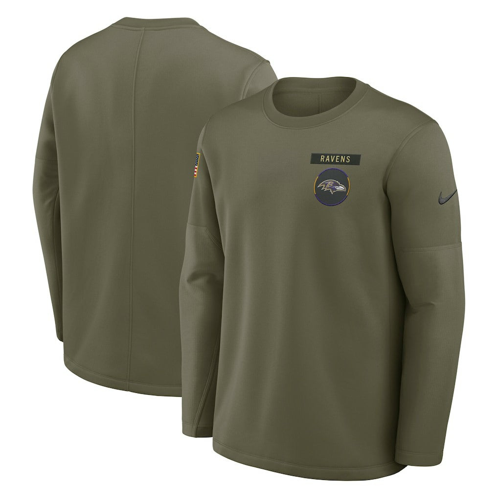 Baltimore Ravens 2025 Salute to Service Sideline Coaches Therma-FIT Long Sleeve Shirt | NFL Hot