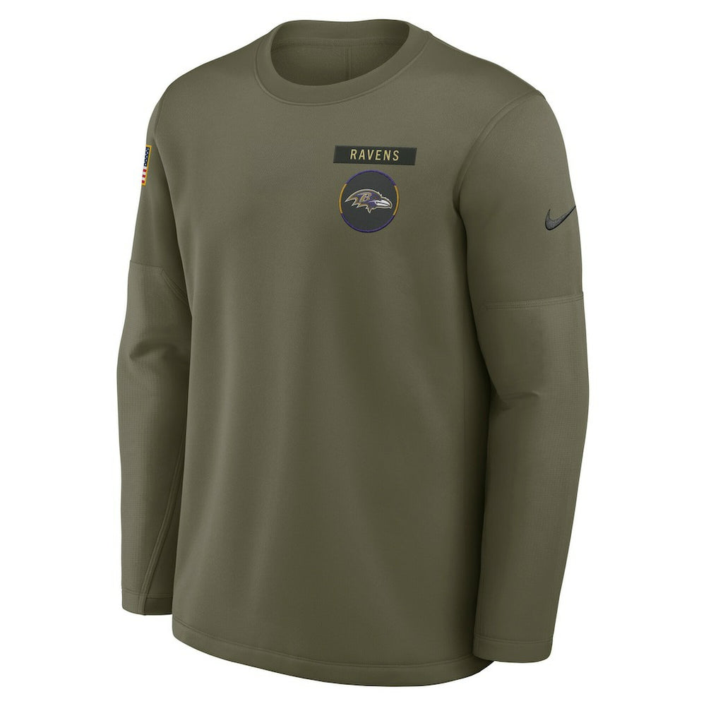 Baltimore Ravens 2025 Salute to Service Sideline Coaches Therma-FIT Long Sleeve Shirt | NFL Hot