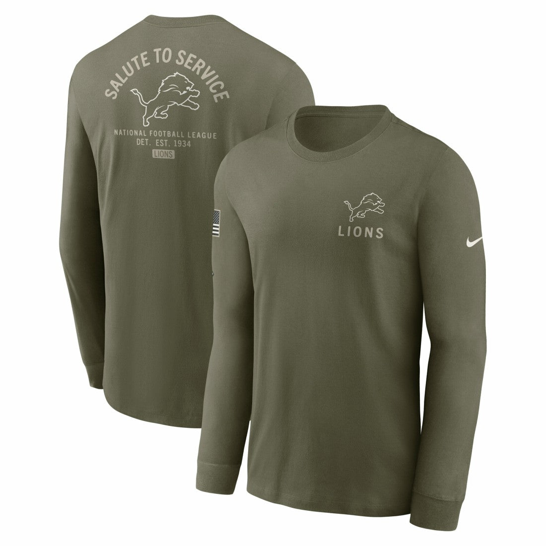 Detroit Lions 2025 Salute to Service Sideline Long Sleeve T-Shirt | NFL Sale