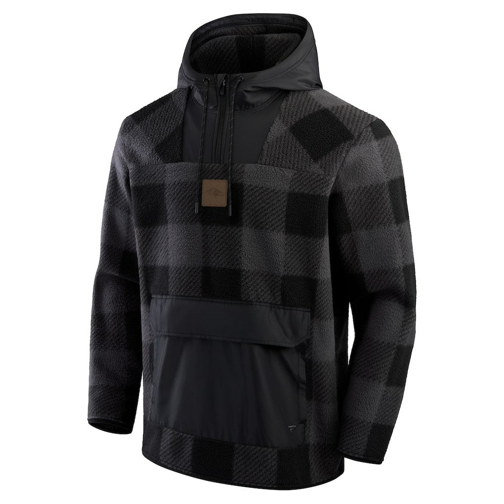 Baltimore Ravens Elements Plaid Polar Fleece Quarter-Zip Hoodie | NFL US