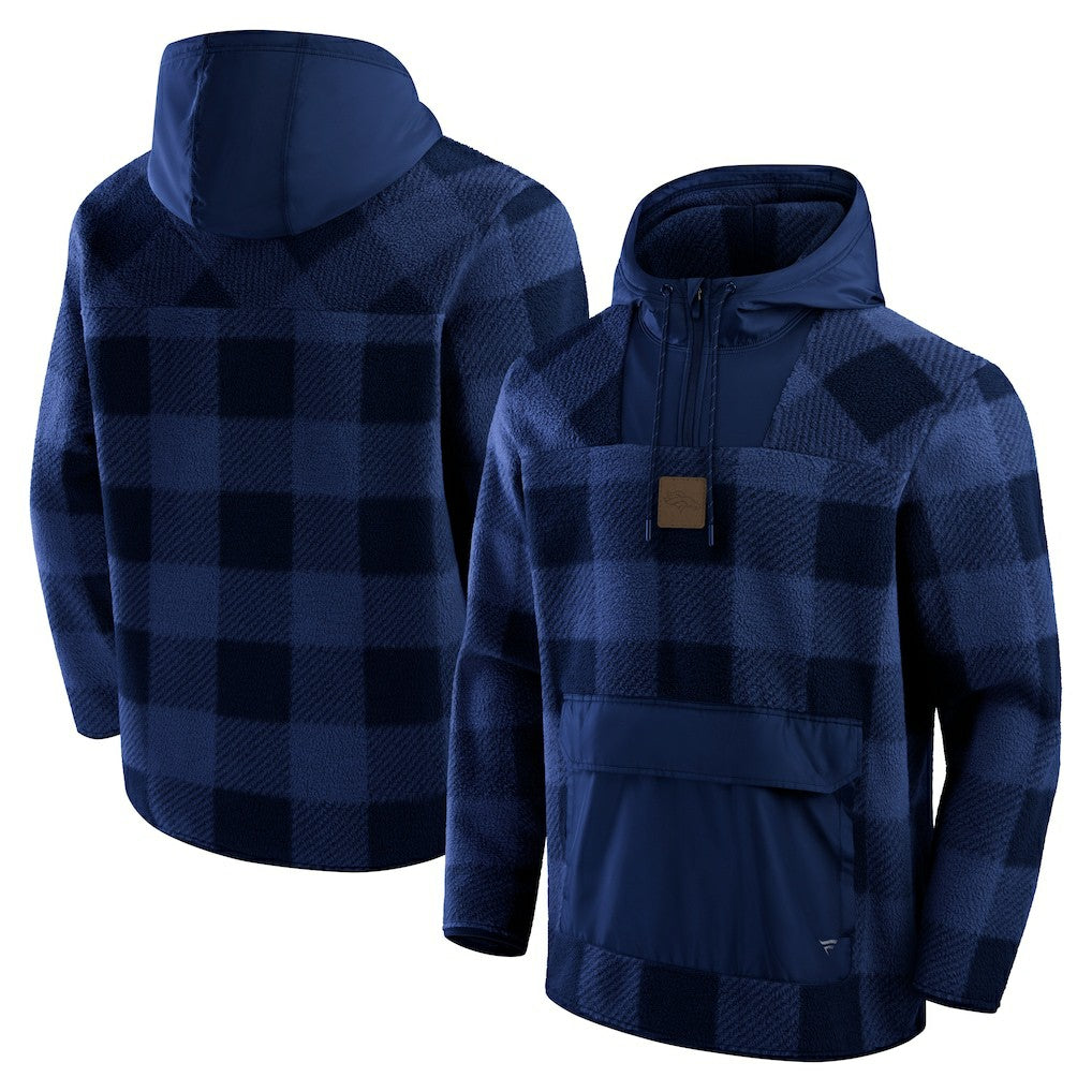 Denver Broncos Elements Plaid Polar Fleece Quarter-Zip Hoodie | NFL Near me