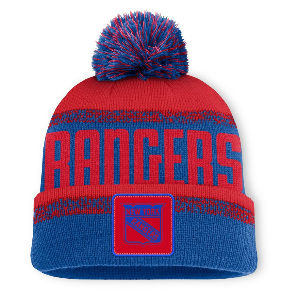 New York Rangers Fanatics Fundamentals Thrive Cuffed Knit Hat with Pom -  NHL Hats