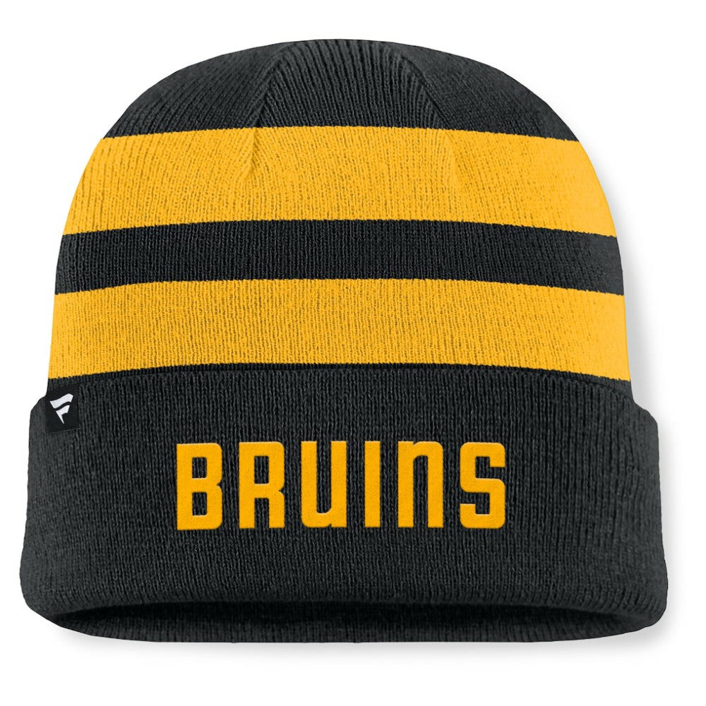 Boston Bruins Fanatics Fundamental Swipe Stripe Cuffed Knit Hat -  NHL Hats