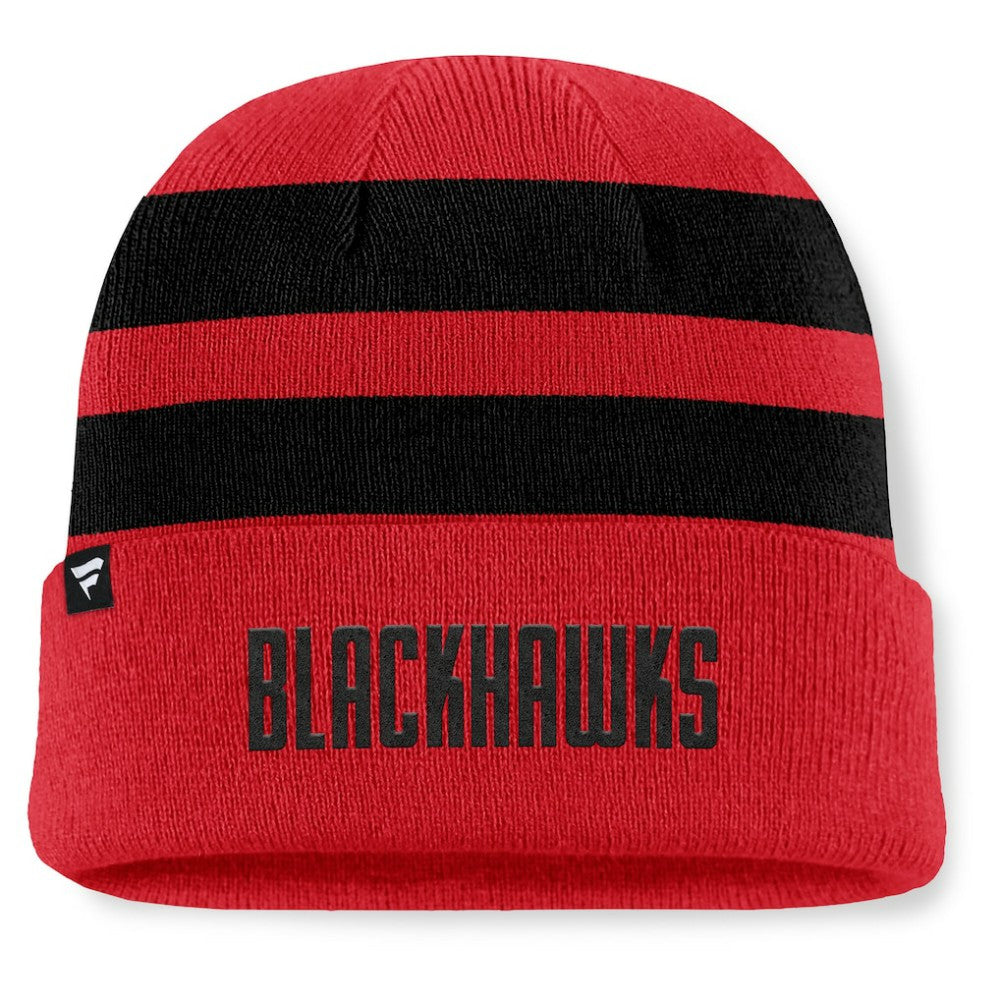 Chicago Blackhawks Fanatics Fundamental Swipe Stripe Cuffed Knit Hat -  NHL Hats