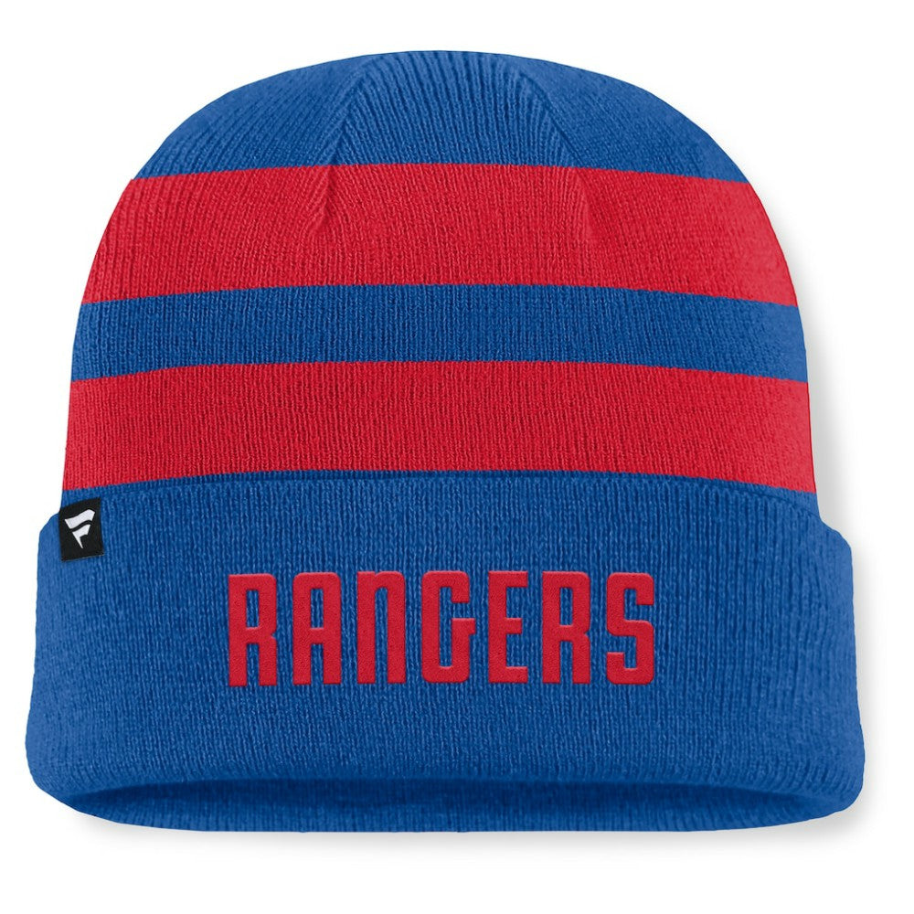 New York Rangers Fanatics Fundamental Swipe Stripe Cuffed Knit Hat -  NHL Hats