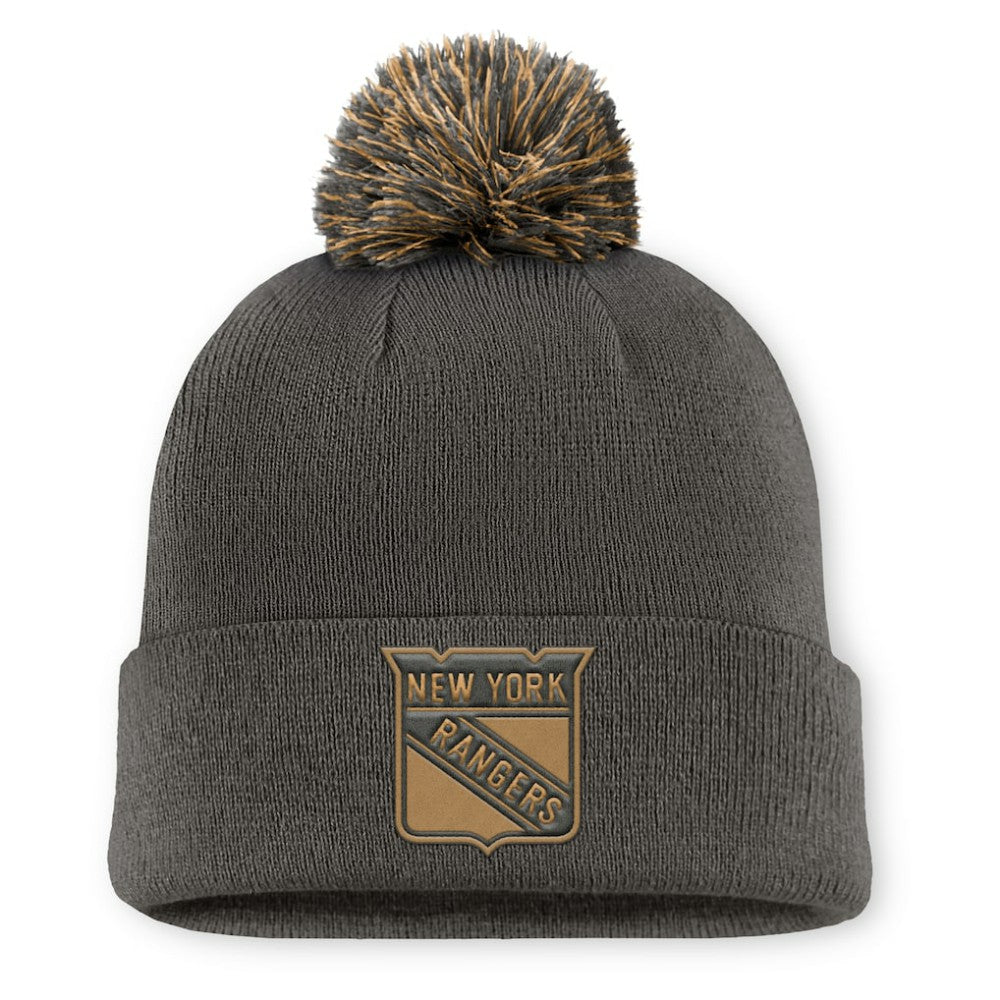 New York Rangers Fanatics Authentic Pro Military Appreciation Cuffed Knit Hat with Pom -  NHL Hats