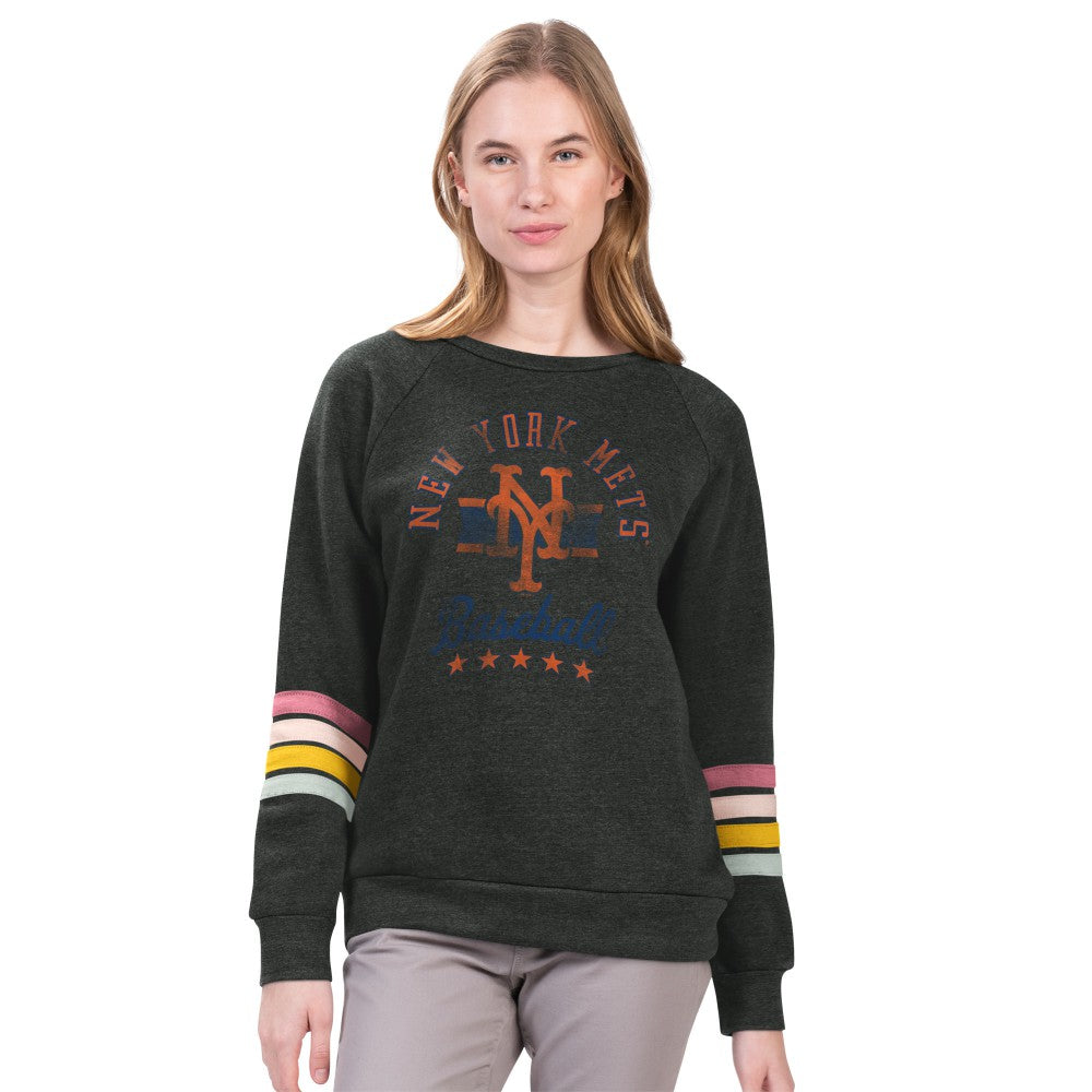 New York Mets G-III 4Her by Carl Banks Women's Allana Stripe Pullover Sweatshirt - MLB Pullover