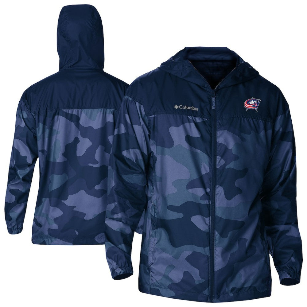 Columbus Blue Jackets Columbia Camo Flash Challenger Omni-Shade Full-Zip Hoodie Windbreaker -  NHL Hoodies
