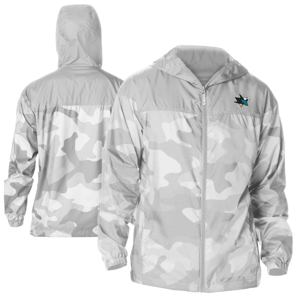 San Jose Sharks Columbia Camo Flash Challenger Omni-Shade Full-Zip Hoodie Windbreaker -  NHL Hoodies