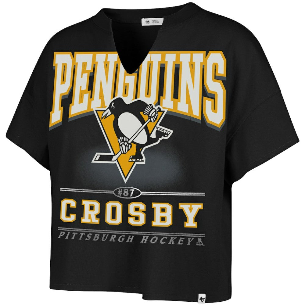 Sidney Crosby Pittsburgh Penguins '47 Women's Elation Name & Number Oversized Notch Neck T-Shirt -  NHL T-shirts