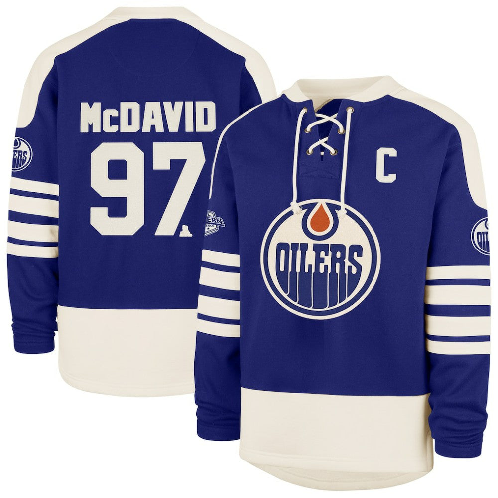 Connor McDavid Edmonton Oilers '47 Player Name & Number Sweep Check Eternal Lacer Sweatshirt -  NHL Sweatshirts