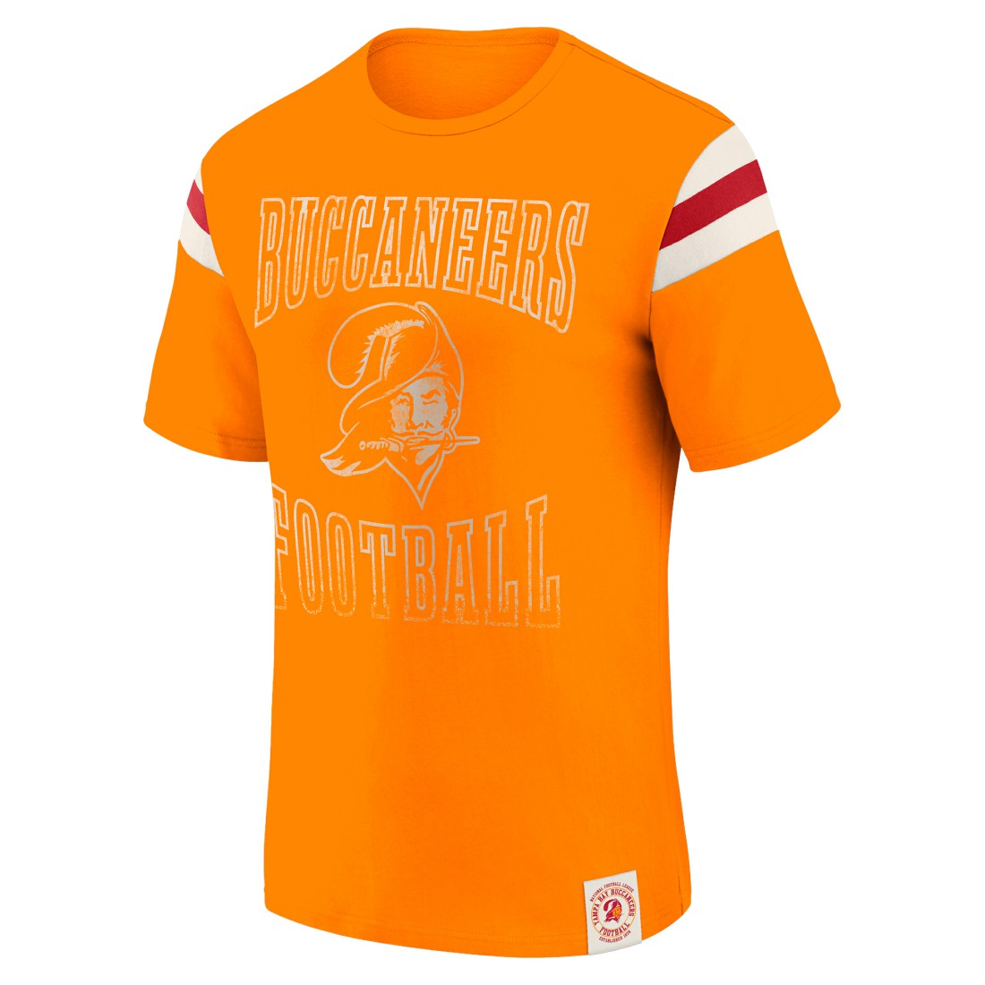 Tampa Bay Buccaneers Darius Rucker Collection Distressed Throwback Shoulder Stripe T-Shirt | NFL Near me