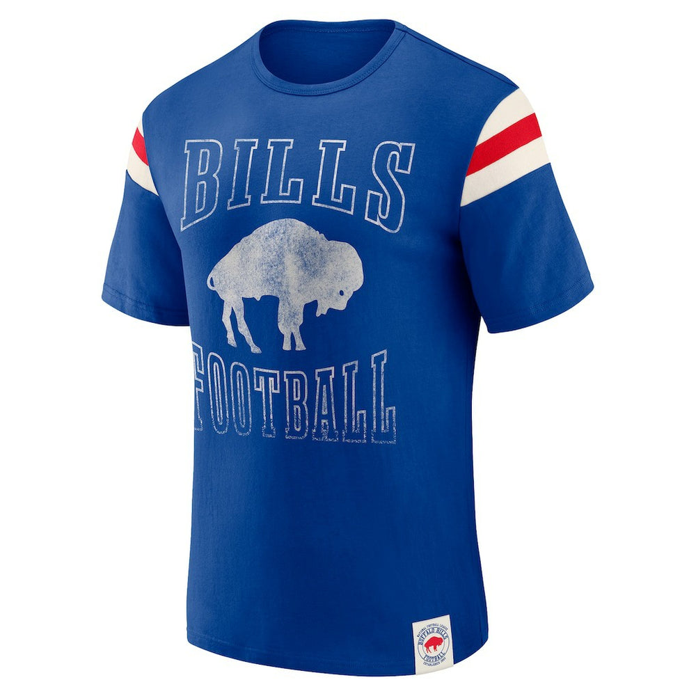 Buffalo Bills Darius Rucker Collection Distressed Throwback Shoulder Stripe T-Shirt | NFL Outlet
